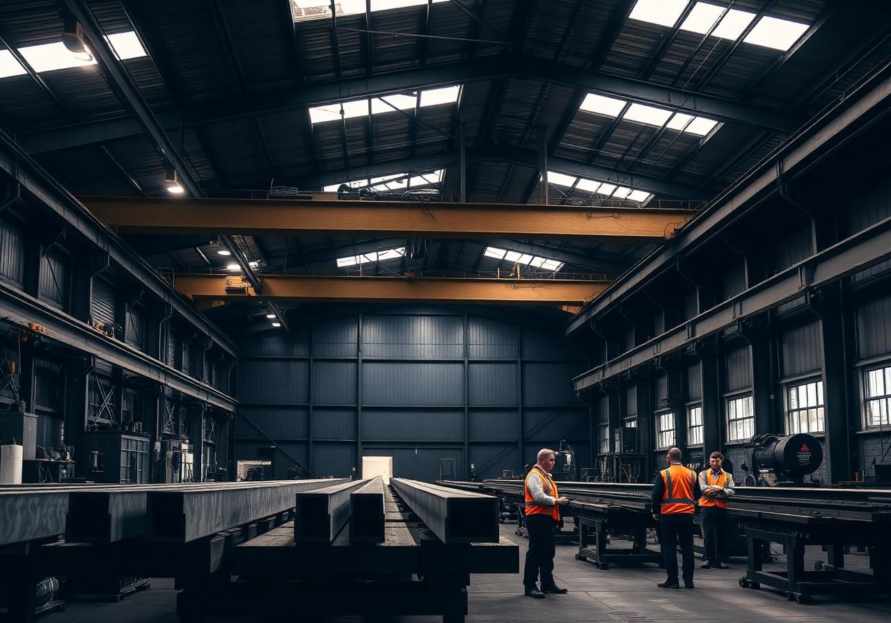 Structural steel fabrication inside the Deep Core Steel workshop